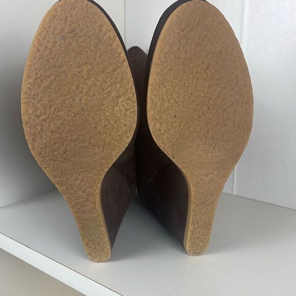 Coach Danee Suede Shearling Shaft Ankle Boots Chestnut Brown 7.5 - Picture 6 of 16